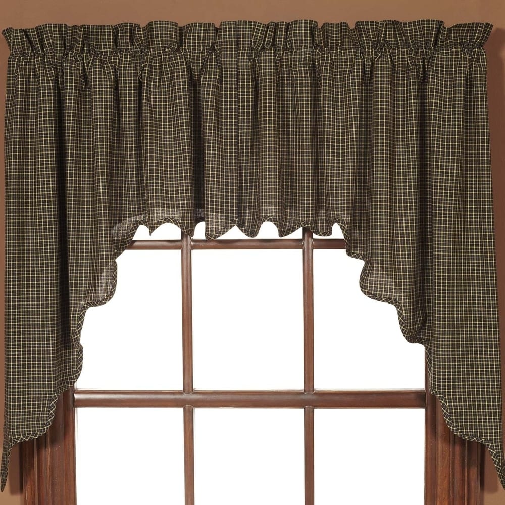 Kettle Grove Scalloped Plaid Swag Set 36 X 36