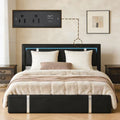 Black Queen Lift Up Storage Bed Frame With Adjustable Led Lights Headboard