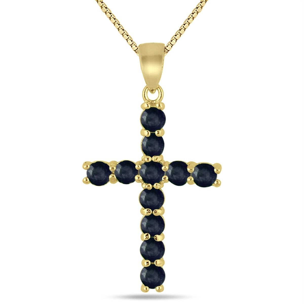 Black Sapphire Cross Pendant In .925 Sterling Silver