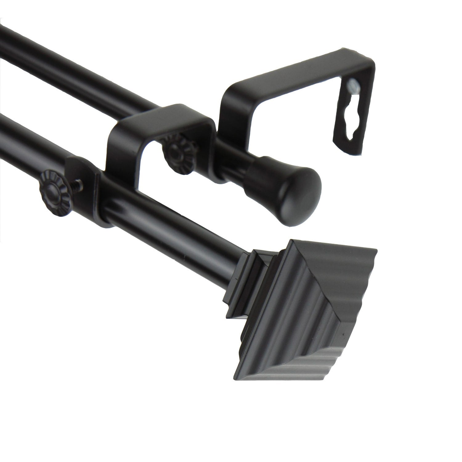 Instyledesign Black Square Adjustable Double Curtain Rod