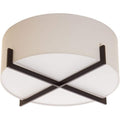Black Stainless Steel Flush Mount With White Fabric Shade