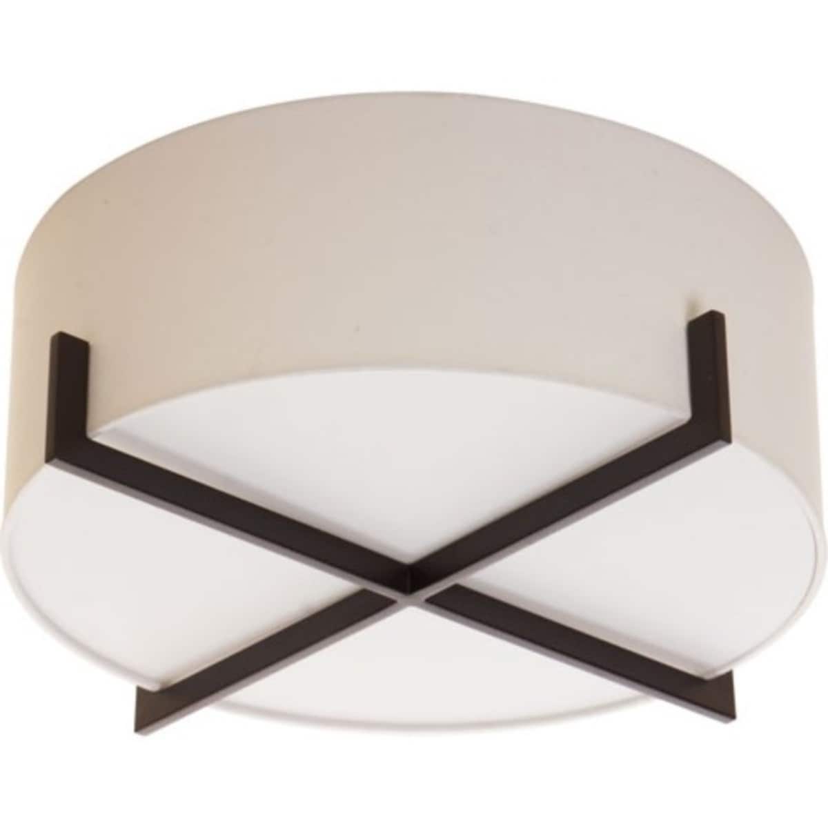 Black Stainless Steel Flush Mount With White Fabric Shade