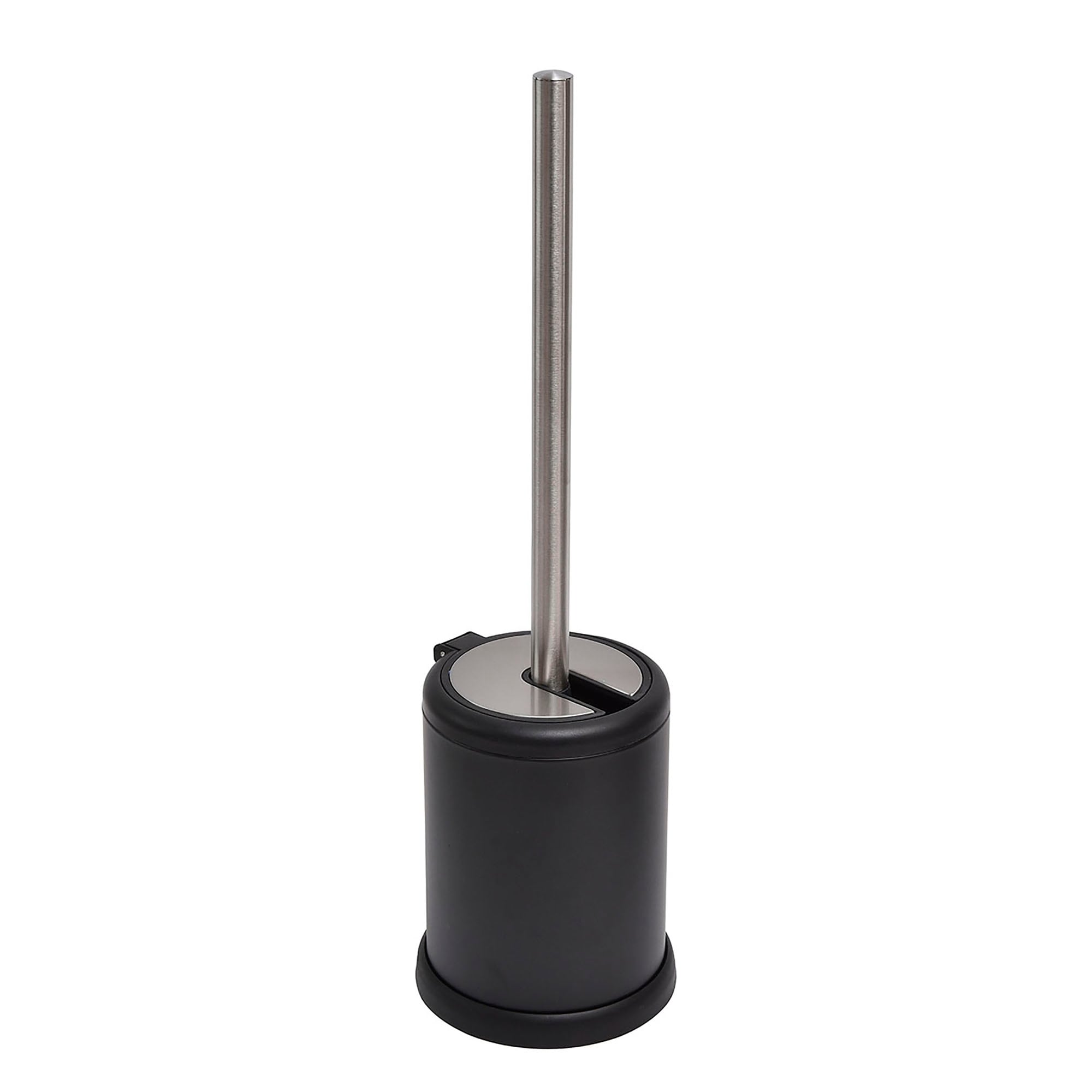 Evideco Bathroom Toilet Bowl Brush Holder With Folding Lid Mat Black