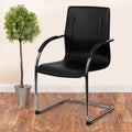 Black Vinyl Side Chair With Chrome Sled Base