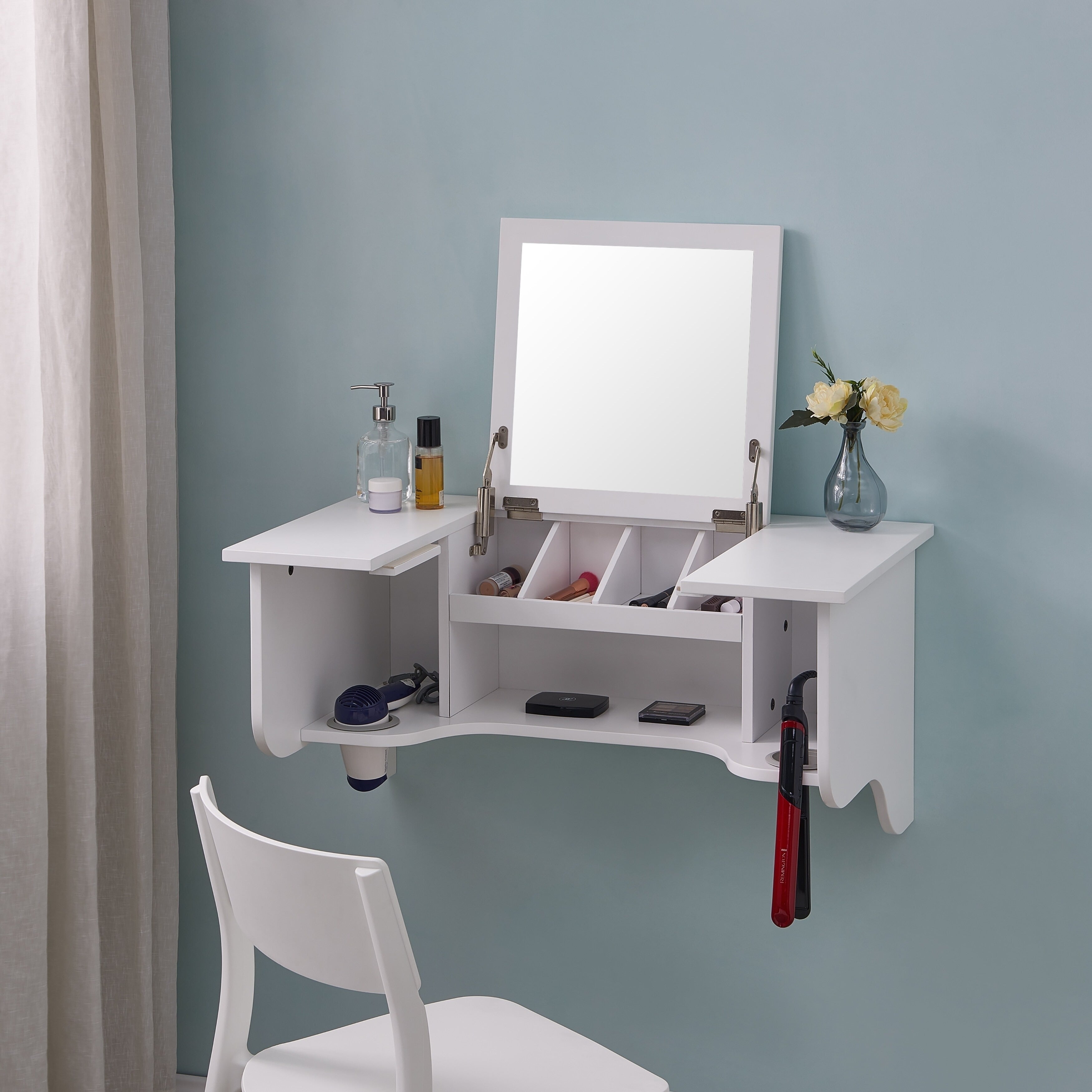 Harper Blvd Black Wall Mount Ledge With Vanity Mirror