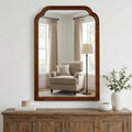 Black Walnut Color 24 X 36 Solid Wood Frame Rounded Corner Decorative Mirror For Bedroom Bathroom Living Room Entryway
