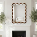 Black Walnut Color 30 X40 Wavy Rectangle Solid Wood Frame Decorative Mirror For Bedroom Bathroom Living Room Entryway