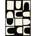 Black White Contrasting Geometric Blocks High Traffic Rug