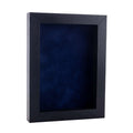 Black Wood Grain Shadow Box Frame With Acrylic Front Navy Blue Suede Backing 30 Sizes