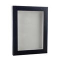 Black Wood Grain Shadow Box Frame With Acrylic Front White Suede Backing 30 Sizes