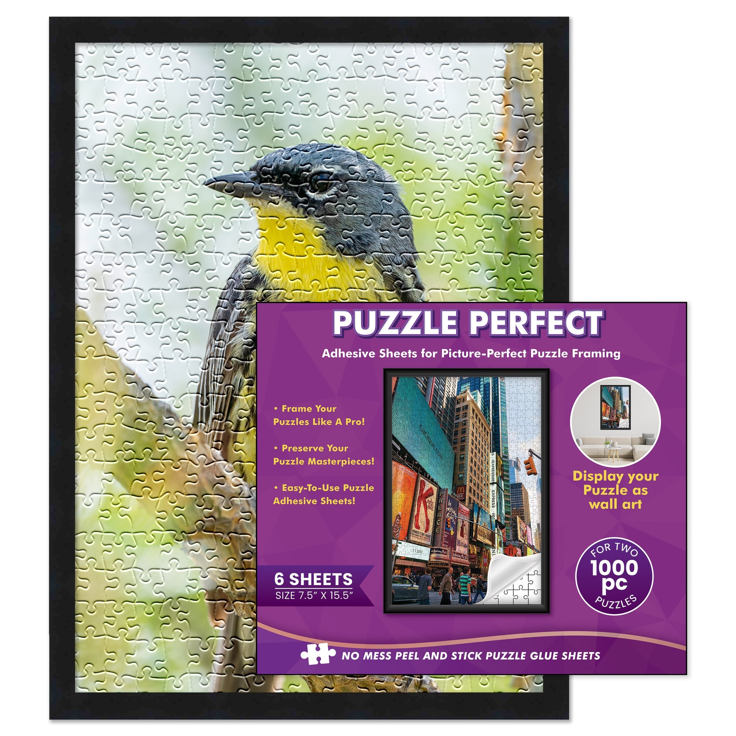 Black Wood Puzzle Frame Kit With Glue Sheets Backing Uv Acrylic Available In 20 Popular Sizes