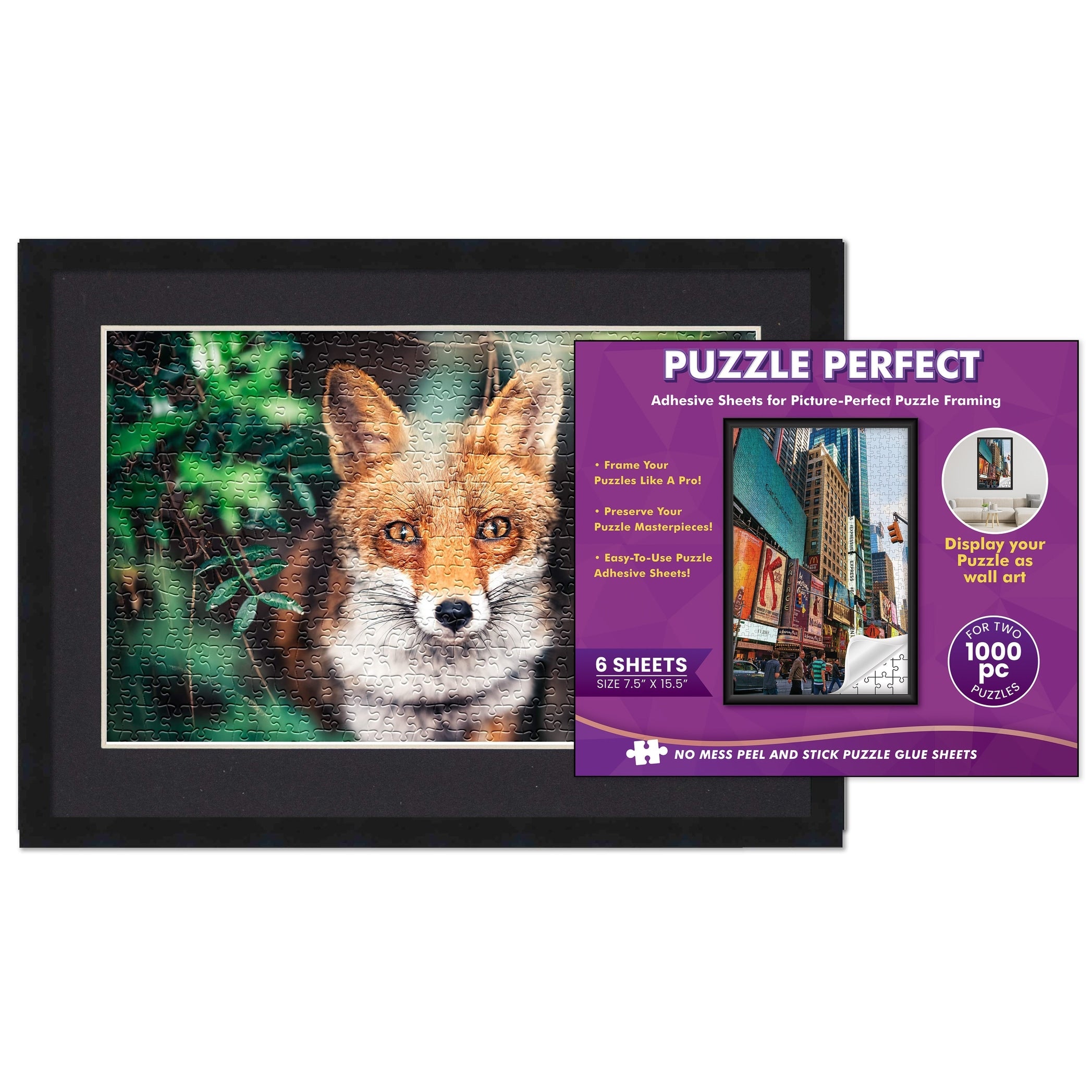 Black Wood Puzzle Frame Kit With Glue Sheets Black Mat Backing Uv Acrylic Available In 20 Popular Sizes