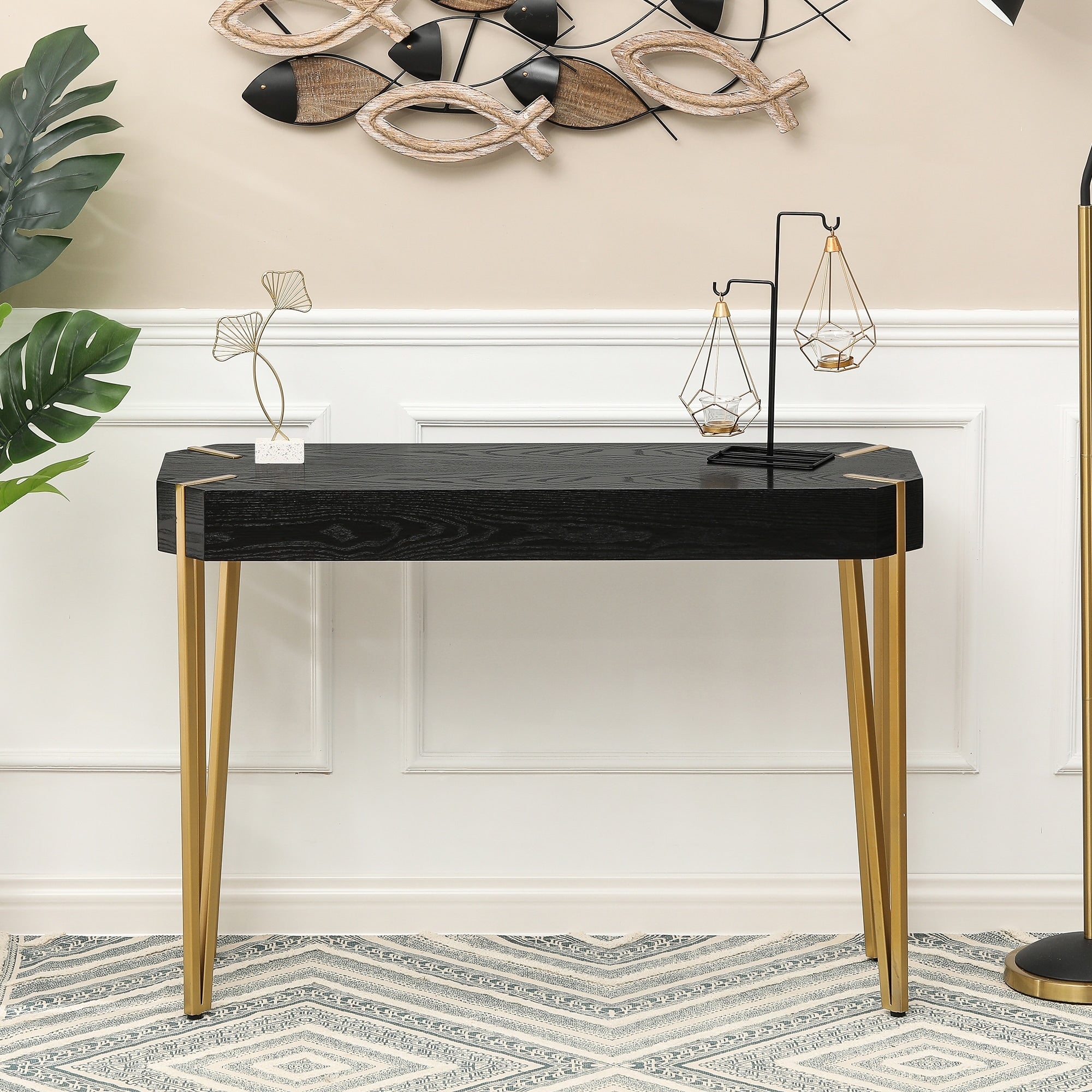 Wood And Metal Console Entryway Table