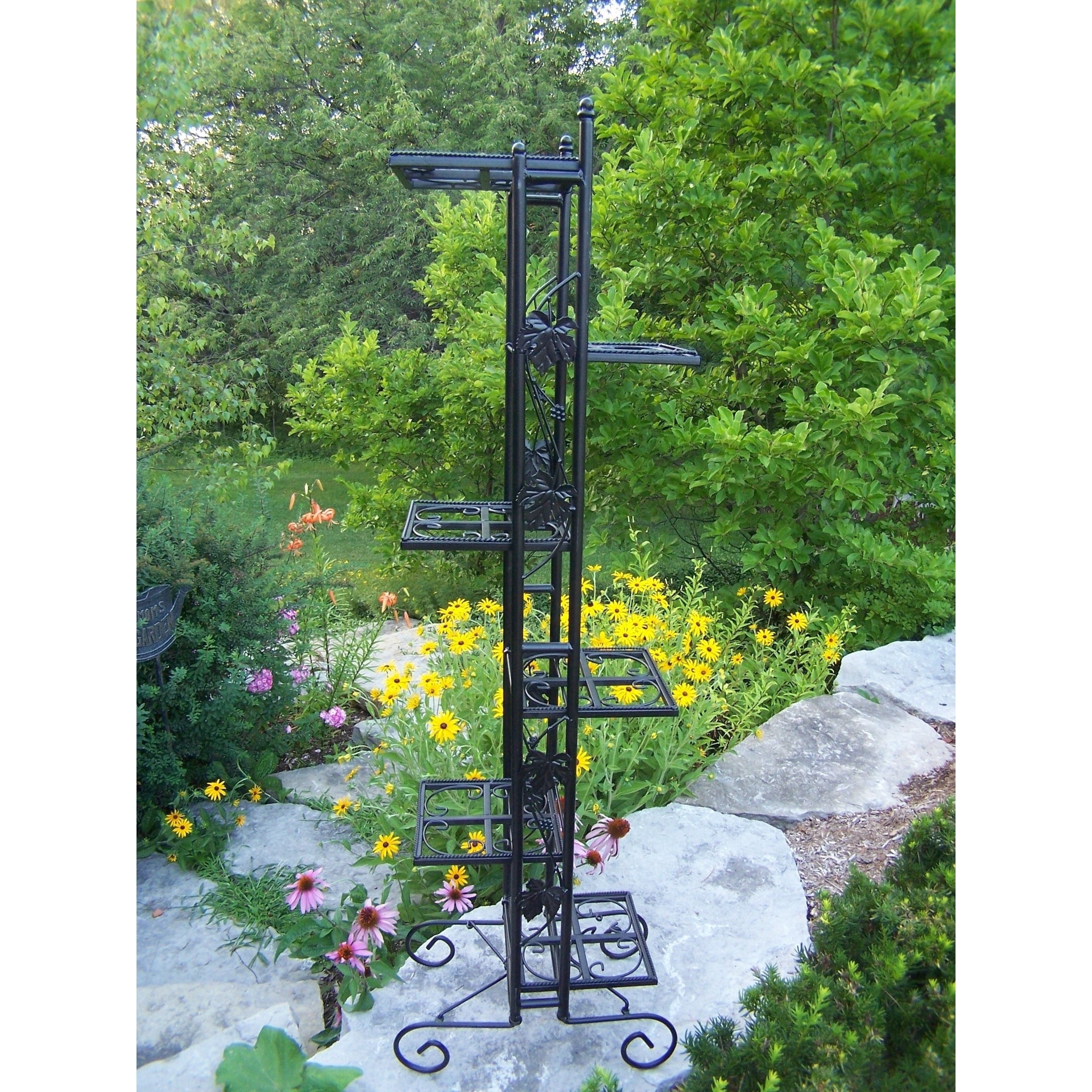 Black Wrought Iron 6 Level 65 Inch Plant Stand