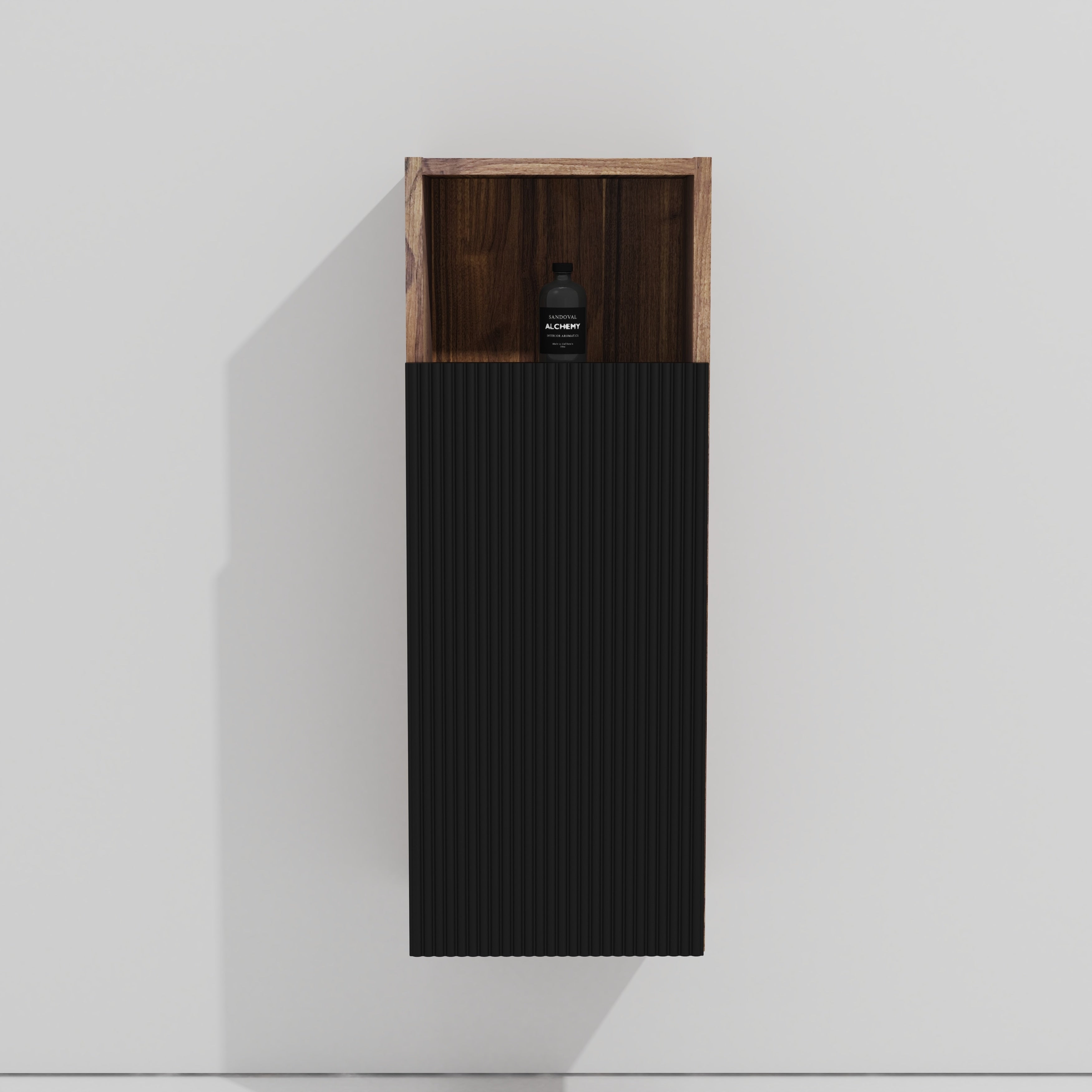 Black Walnut Bathroom Floating Side Cabinet Wall Mounted Storage Cabinet For Small Space