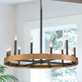 Black And Gold Metal Ring Chandelier Candle Pendant Light