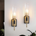 Black And Gold Wall Sconce With Clear Glass Shade E12 Base