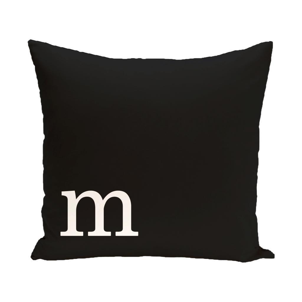 Black And White 20 X 20 Inch Monogram Print Decorative Pillow