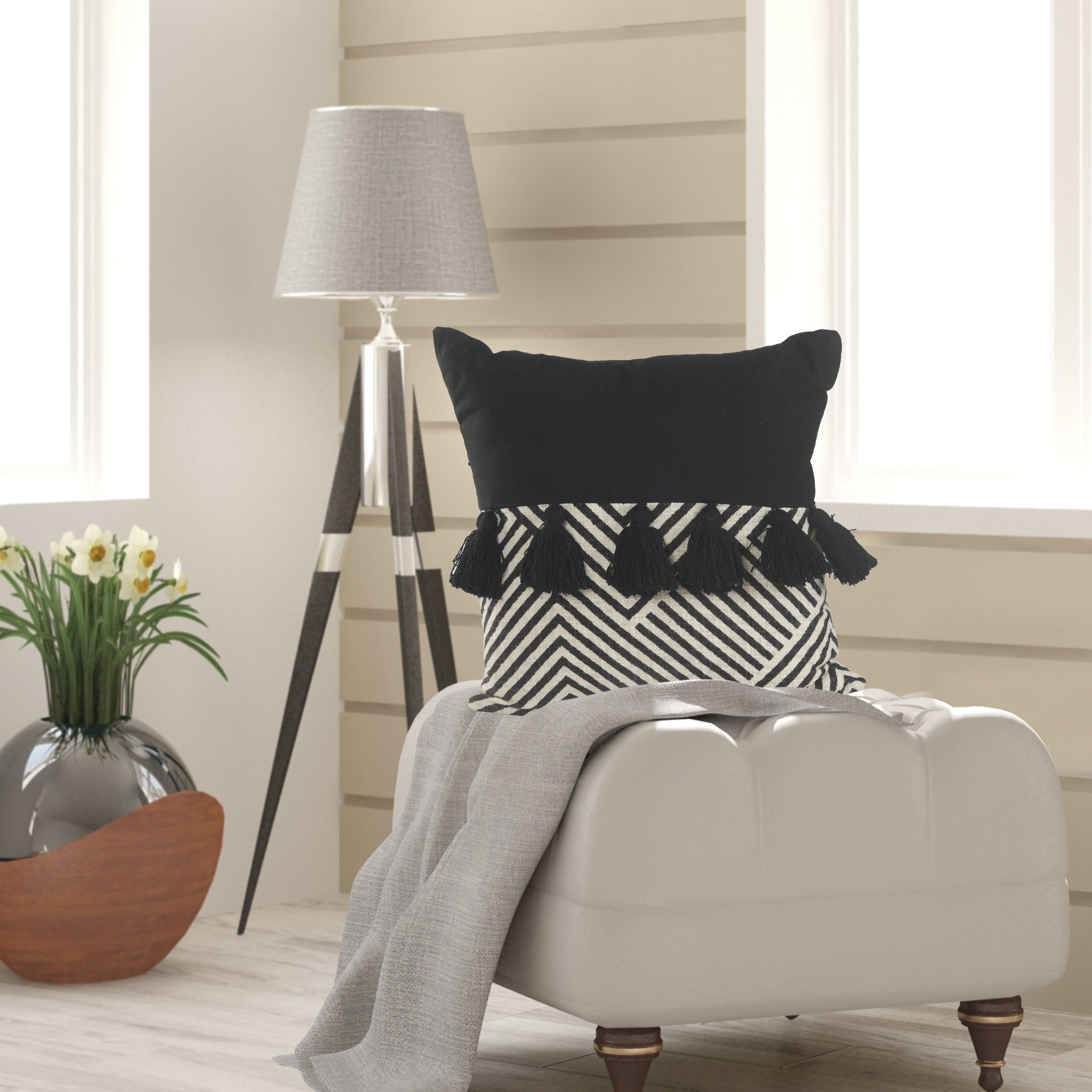 Black And White Chevron Throw Pillow