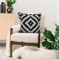Black And White Geometric Medallion Throw Pillow