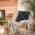 Black And White Geometric Tasseled Throw Pillow