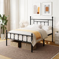 Black Metal Bed Frame With Headboard And Underbed Storage Easy Assembly