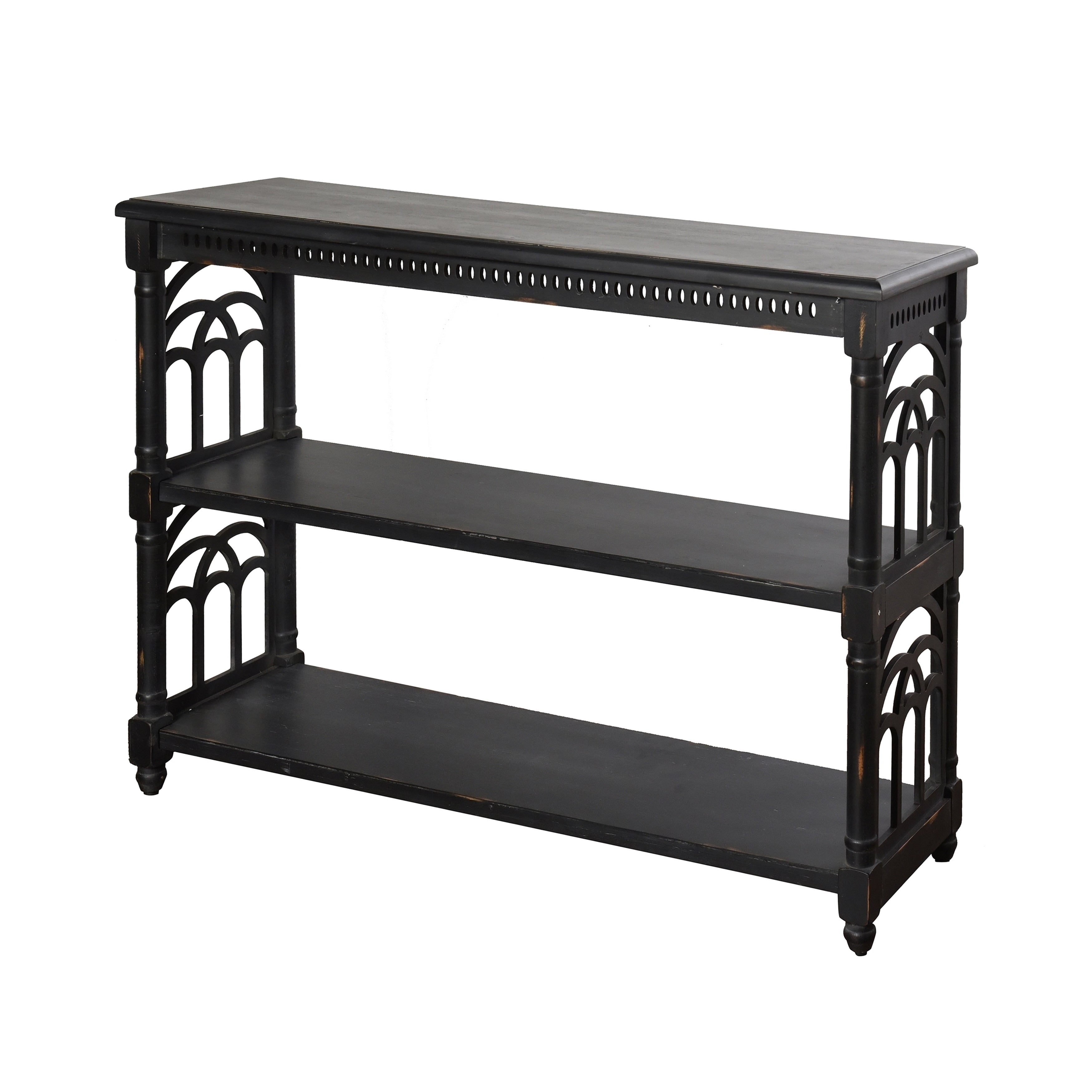 Black With Distressing Three Tier Console Table