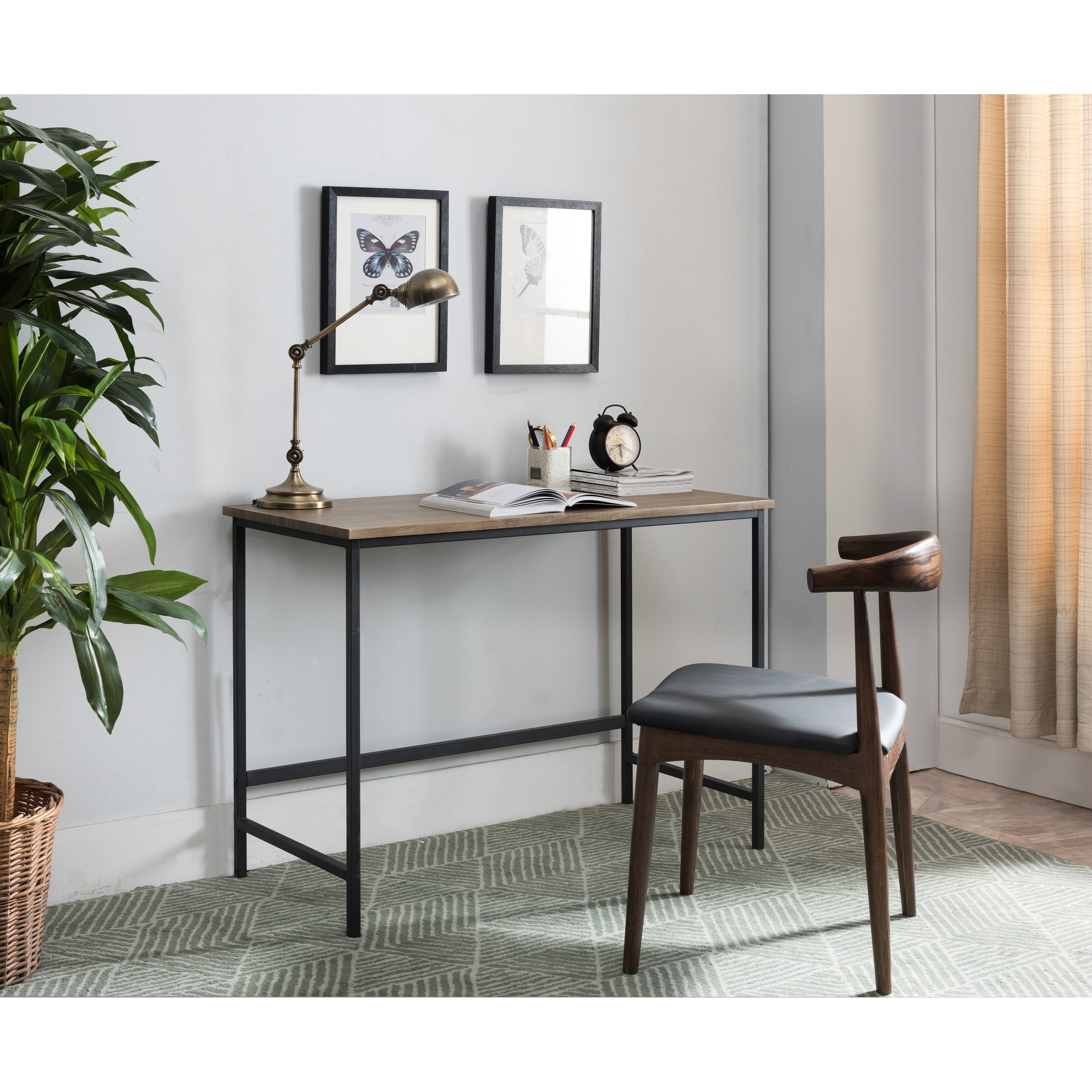 Black Grey Wood Metal Desk