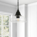 Blackened Bronze Finish And Seeded Glass Pendant