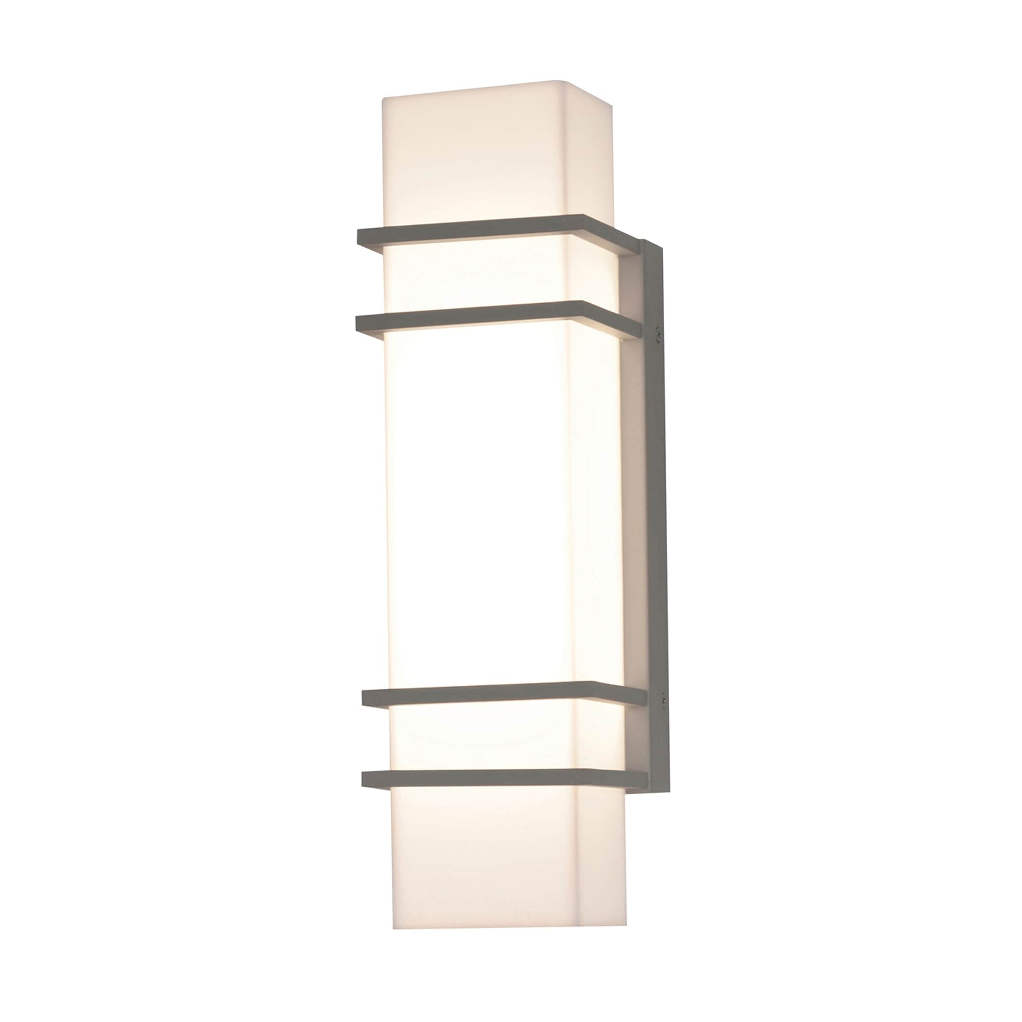 Afx Blaine 15 Inch Textured Grey Led Outdoor Sconce White Acrylic Shade