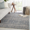 Blaise Damask Gray Blue Area Rug