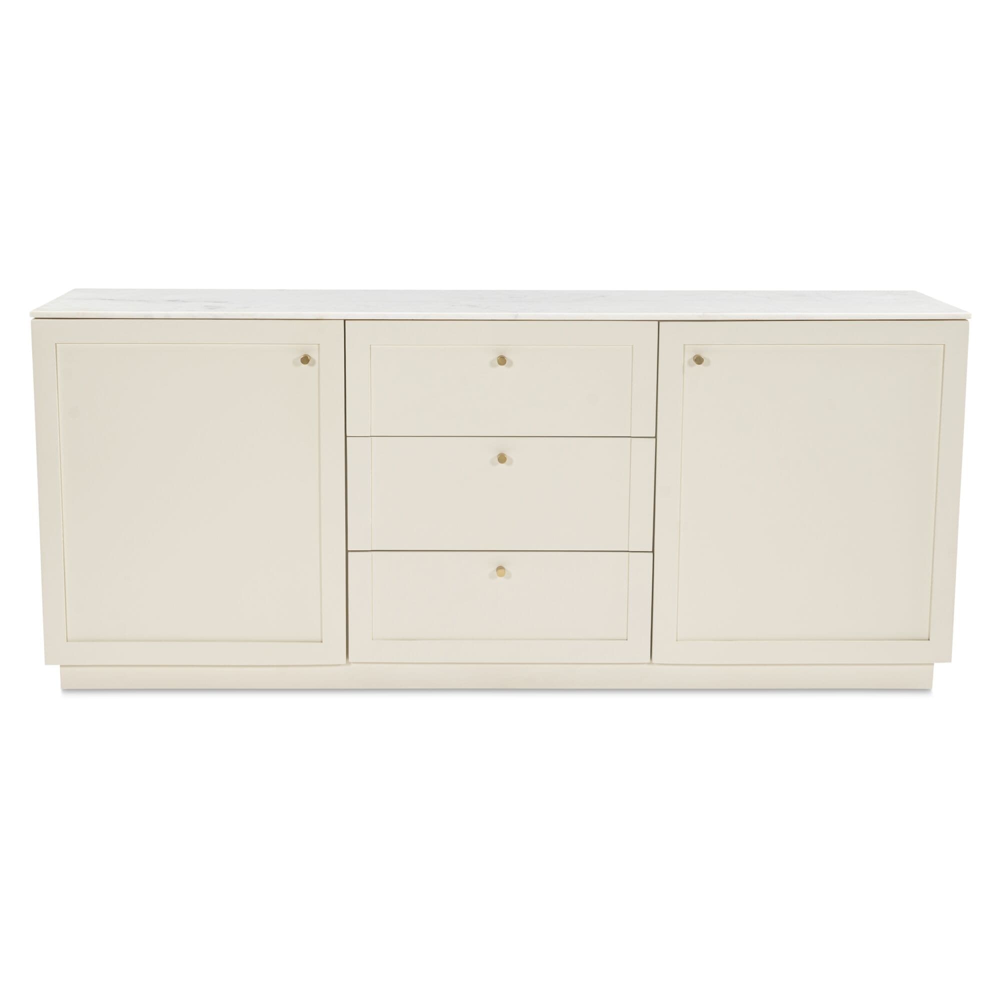 Blaise Sideboard Rectangular White Banswara Marble Top Mango Wood Frame Cream