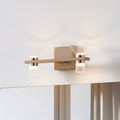 Blake 16 Inch 4 Light Champagne Gold And Polished Nickel 5Cct Led Vanity Light With Clear And Clear Ribbed Glass