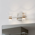 Blake 16 Inch 4 Light Polished Nickel And Champagne Gold 5Cct Led Vanity Light With Clear And Clear Ribbed Glass