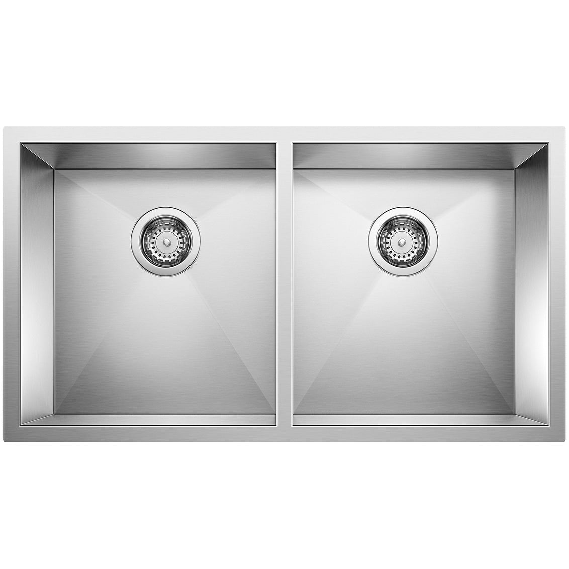 Blanco 516211 Precision Medium Equal Double Bowl Stainless Steel Kitchen Sink With Stylish Drain Grooves 29 X 18
