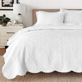 Blantyre Scalloped Edge White Cotton 3 Piece Oversized Quilt Set
