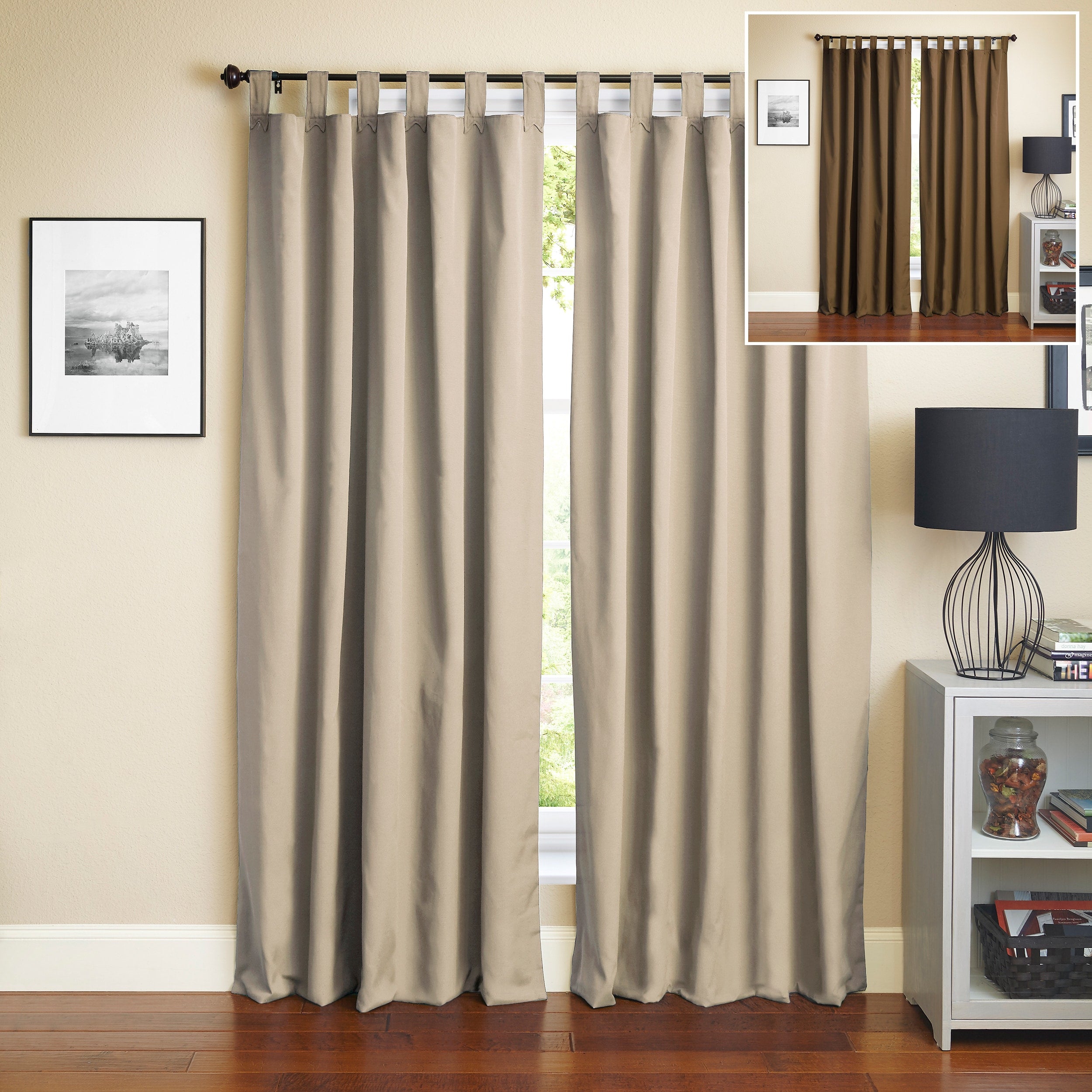 Blazing Needles 108 Inch Twill Insulated Blackout Two Tone Reversible Curtain Panel Pair 108
