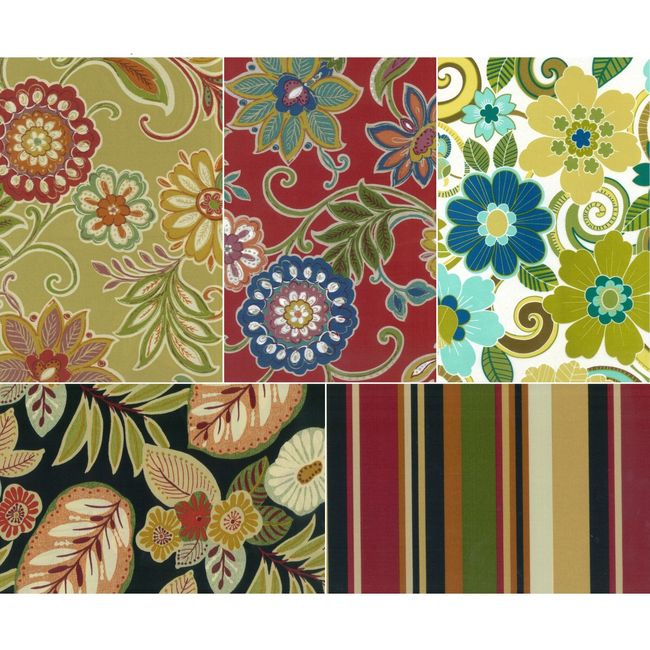 Blazing Needles Floral Stripe U Shaped 16 Inch Outdoor Chair Cushions Set Of 4