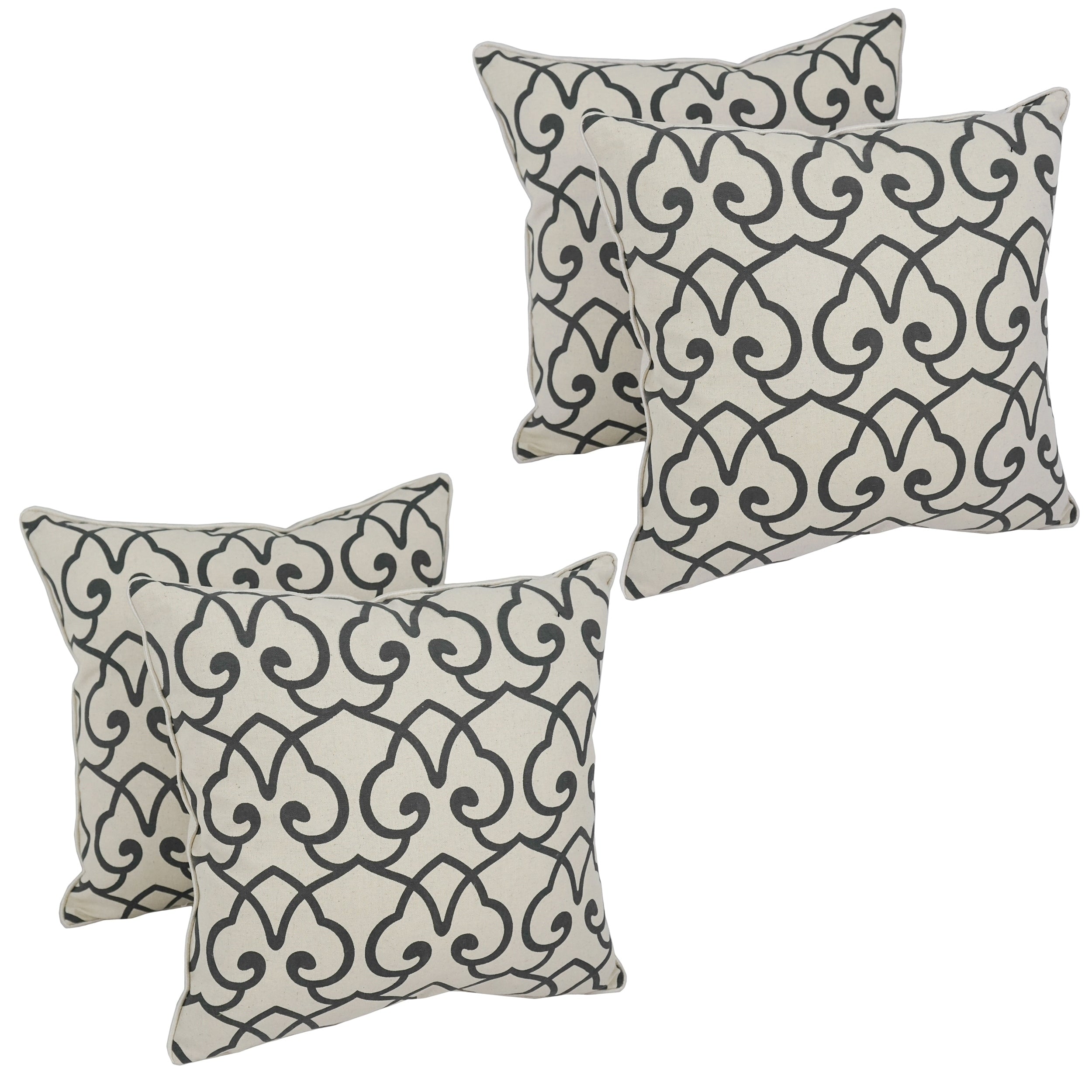 Blazing Needles 17 Inch Black Lattice Throw Pillow Set Of 4