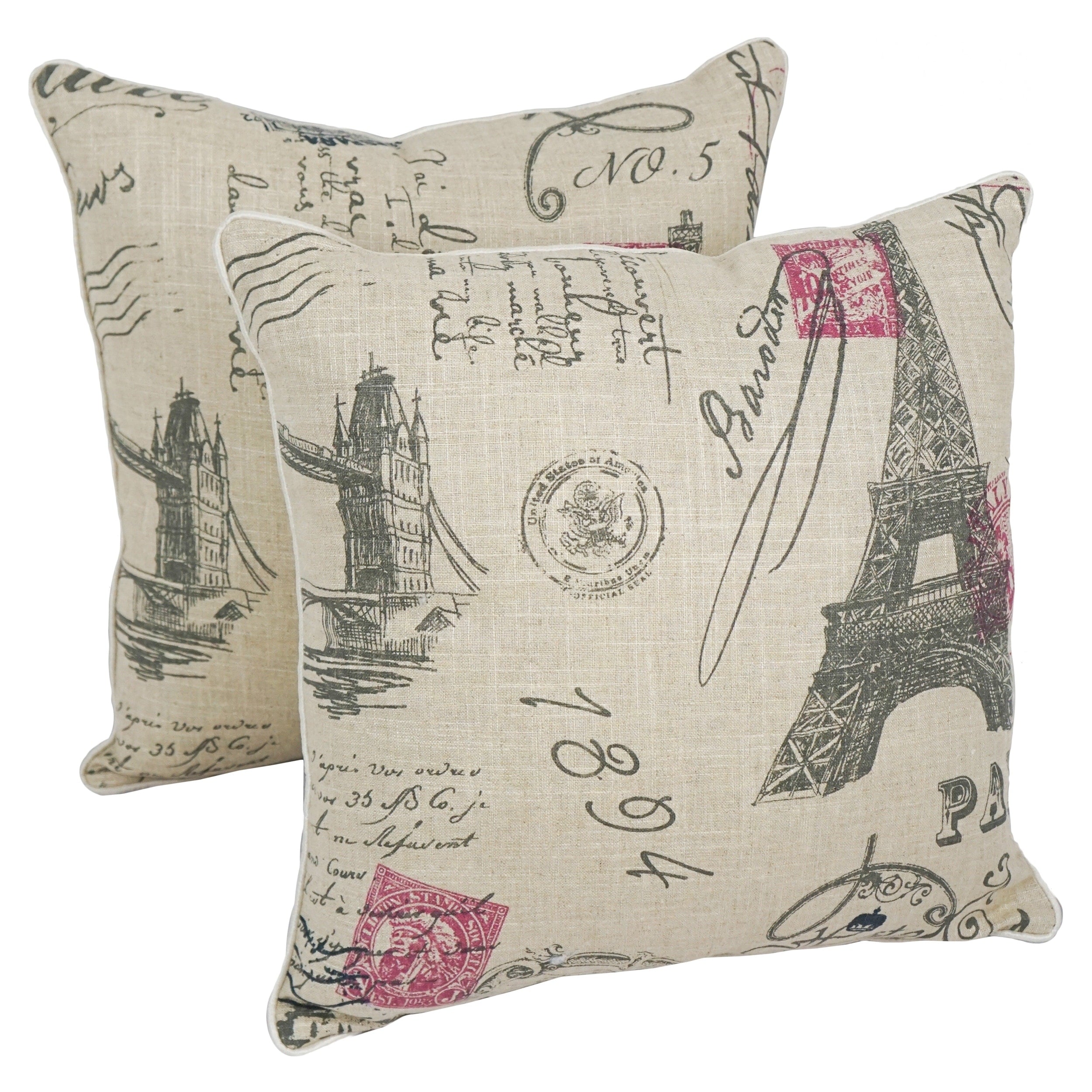 Blazing Needles 17 Inch Euro Throw Pillow Set Of 2