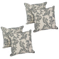 Blazing Needles 17 Inch Gray Floral Throw Pillow Set Of 4