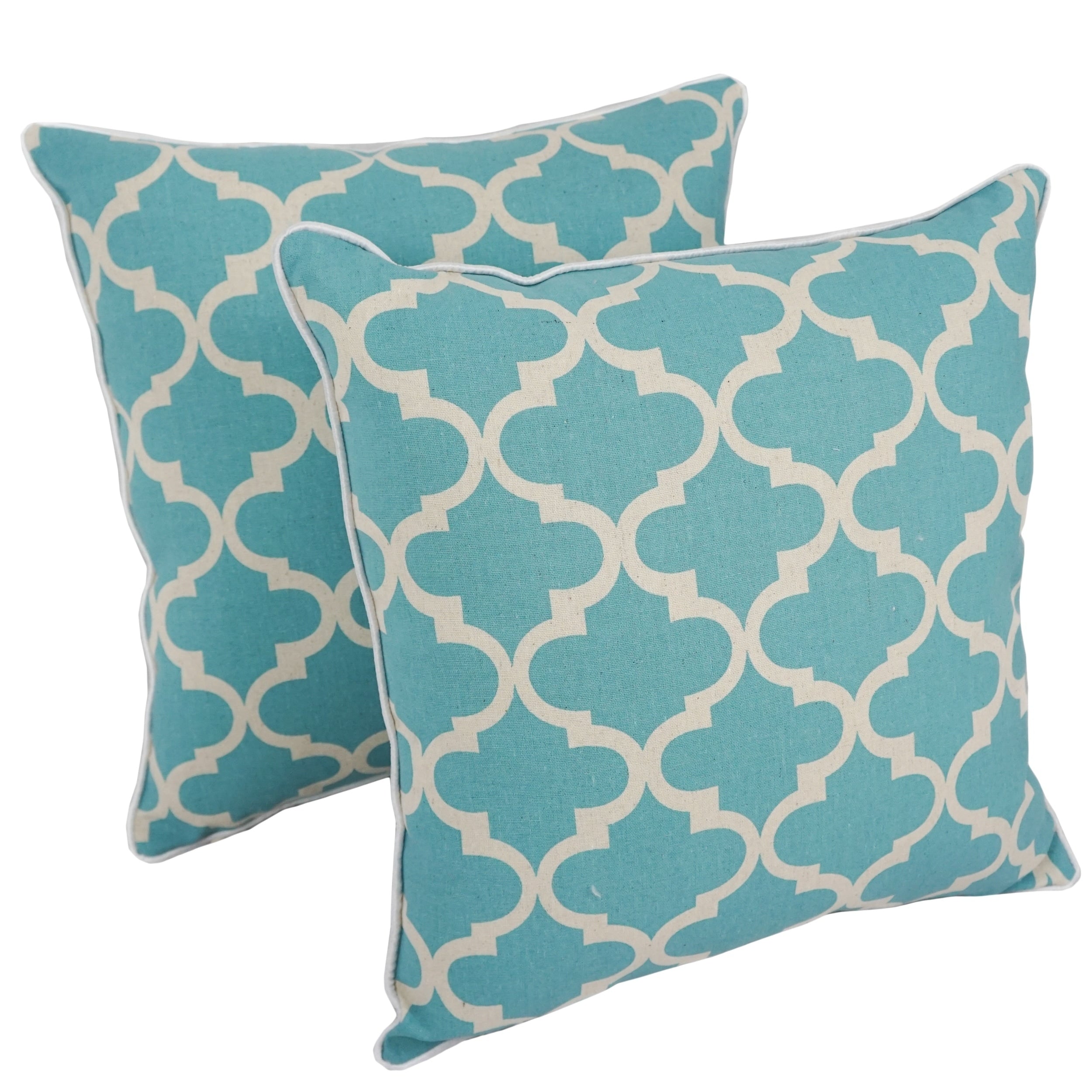 Blazing Needles 17 Inch Blue Lattice Throw Pillow Set Of 2
