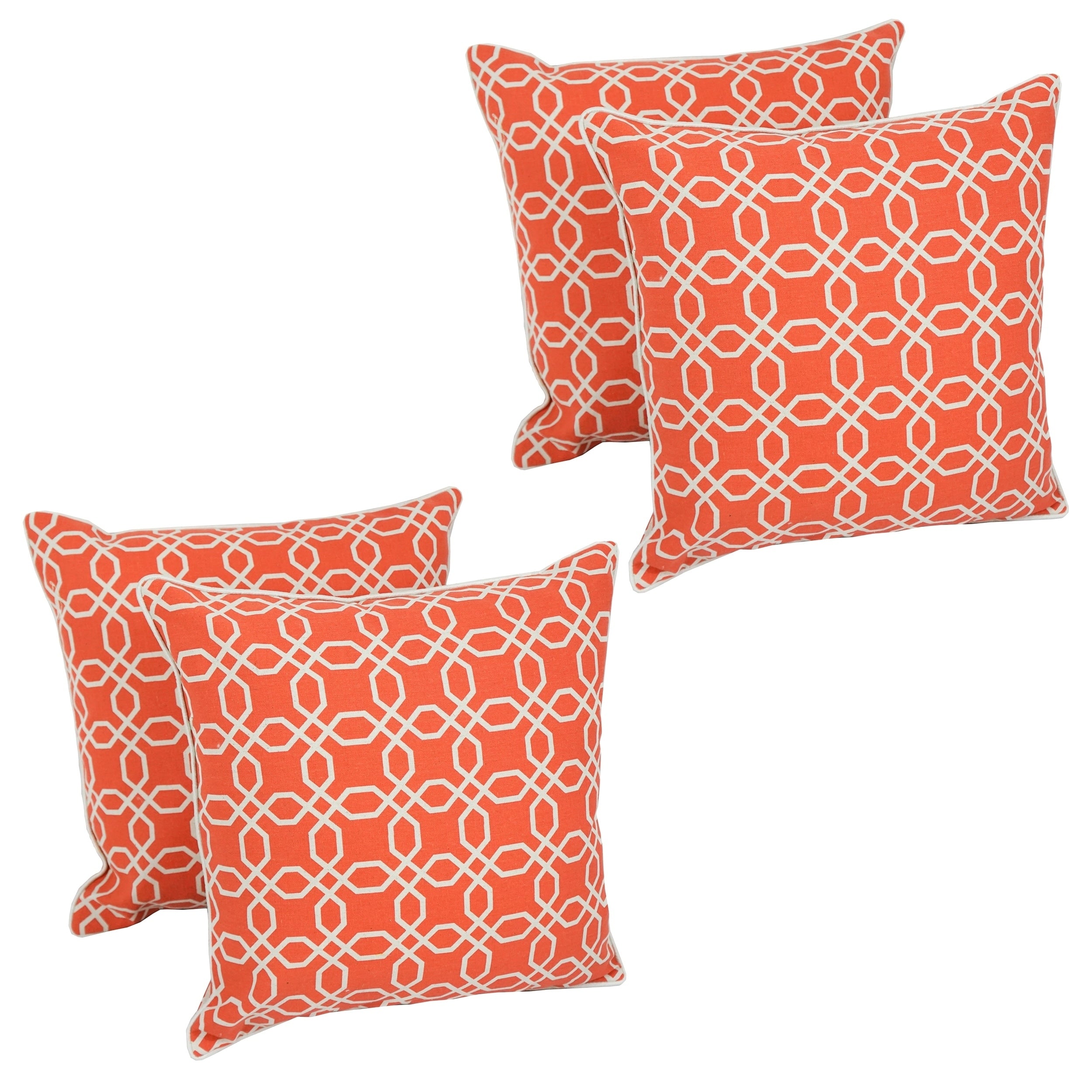 Blazing Needles 17 Inch Orange Lattice Throw Pillow Set Of 4