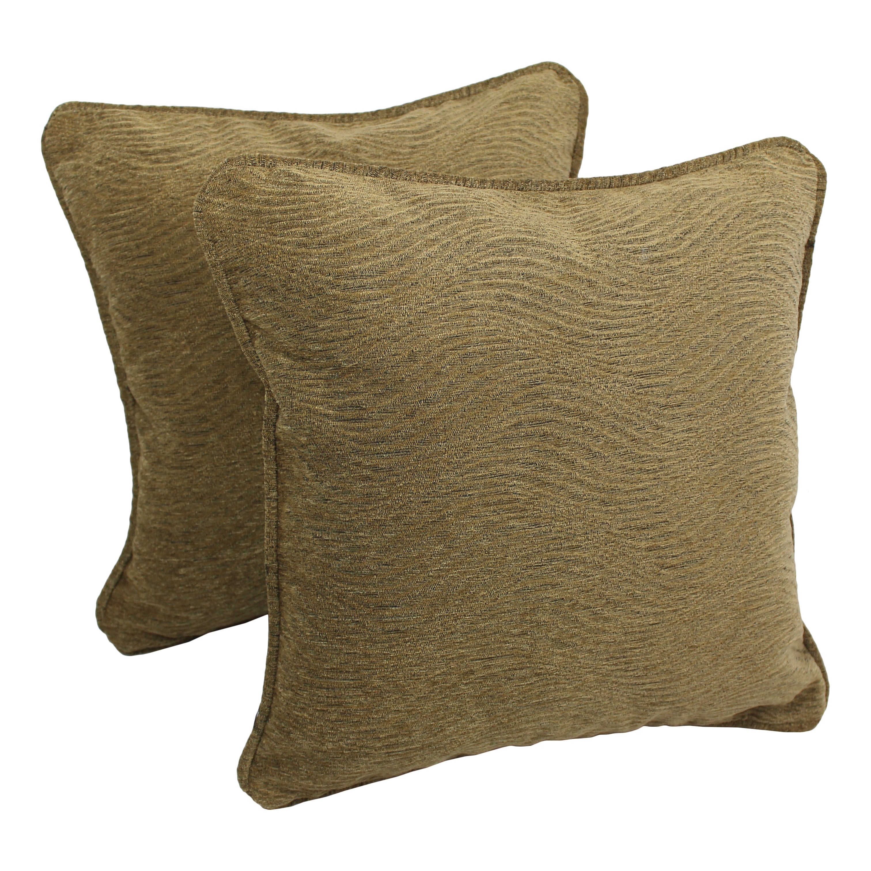 Blazing Needles 18 Inch Champagne Jacquard Chenille Square Throw Pillows With Inserts Set Of 2