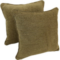Blazing Needles 18 Inch Gingham Brown Chenille Throw Pillow Set Of 2