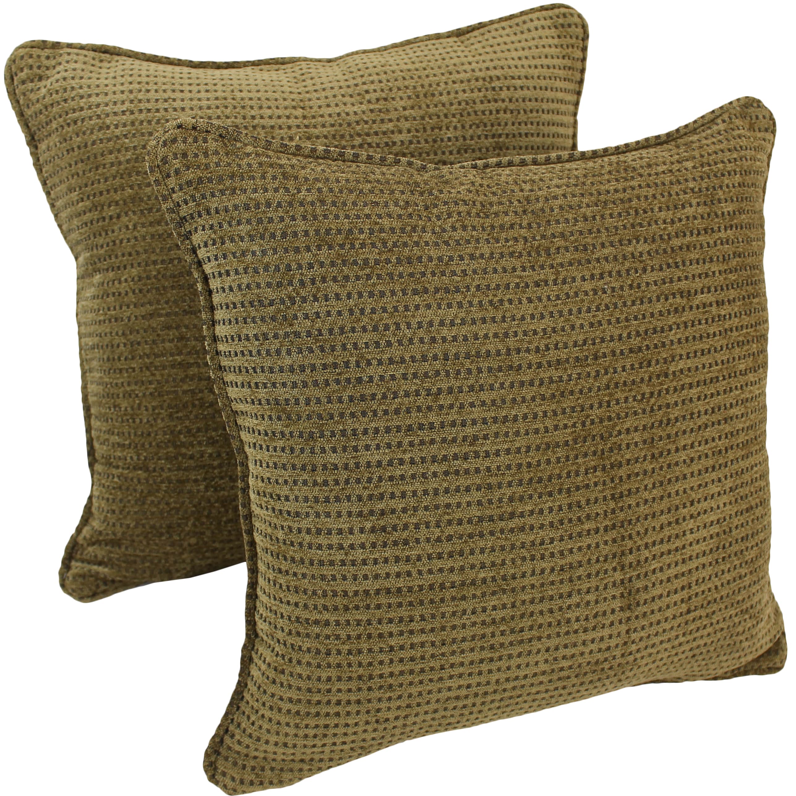 Blazing Needles 18 Inch Gingham Brown Chenille Throw Pillow Set Of 2