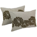 Blazing Needles 18 Inch By 13 Inch Floral Pattern Beaded Chambrey Throw Pillows Set Of 2