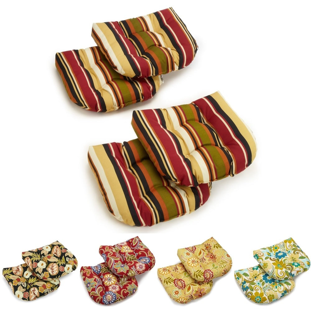 Blazing Needles 19 Inch Spun Polyester Patterned Chair Rocker Outdoor Cushions Set Of 4 19 X 19