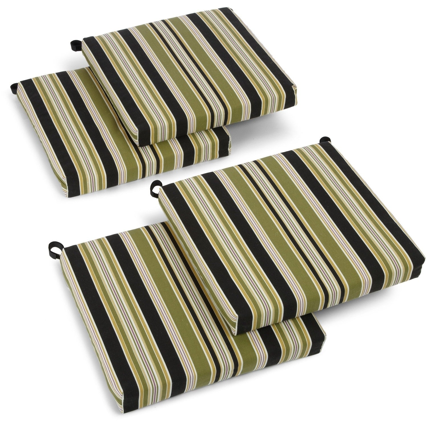 Blazing Needles Floral Stripe 19 Inch Square Spun Poly Outdoor Cushions Set Of 4