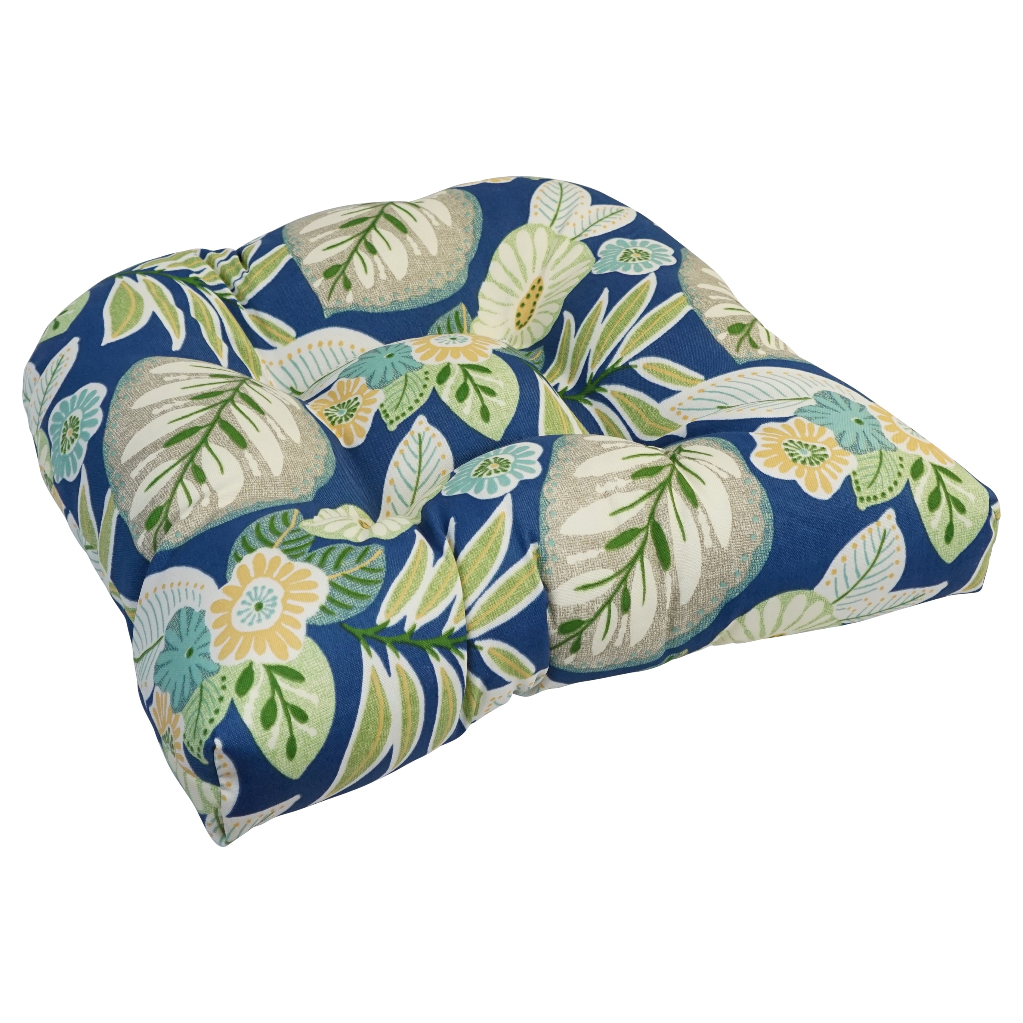 19 Inch U Shaped Spun Polyester Outdoor Tufted Dining Chair Cushion